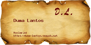Duma Lantos névjegykártya